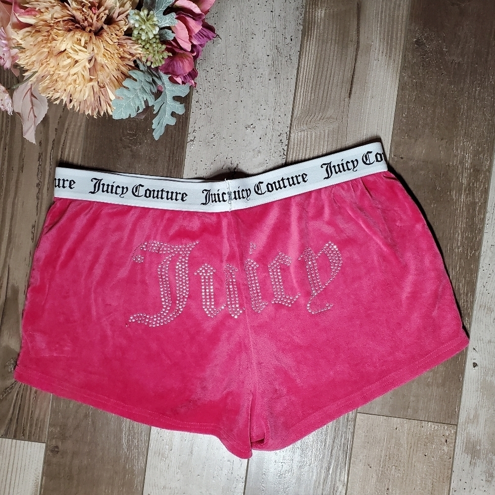 Juicy Couture Sleepwear Women's Size Large Pink Velour Bling Mini PJ Shorts
